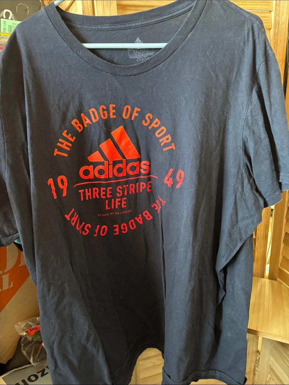 adidas Black Short-Sleeve Tee with Red Logo Graphic 3X